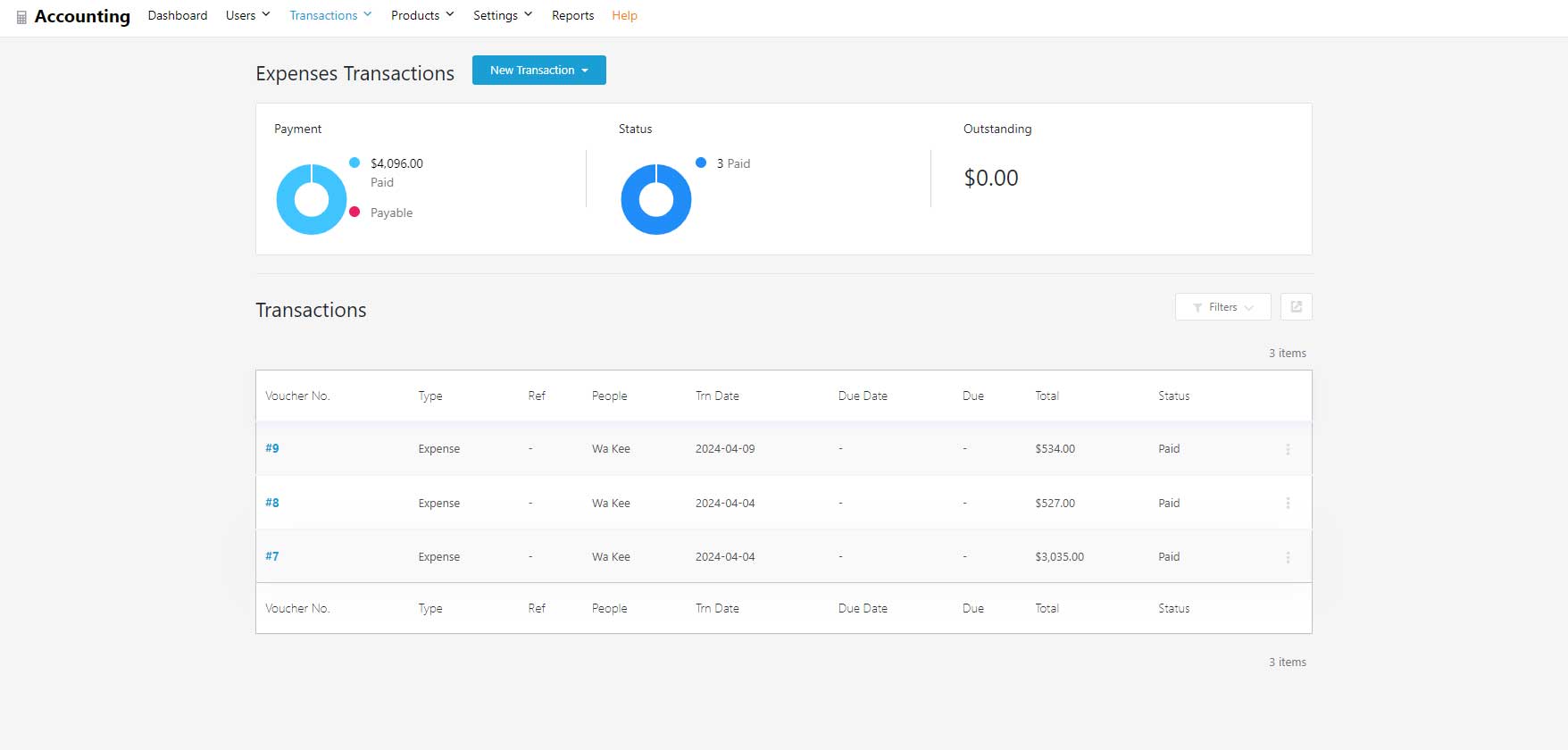 Expenses Transactions